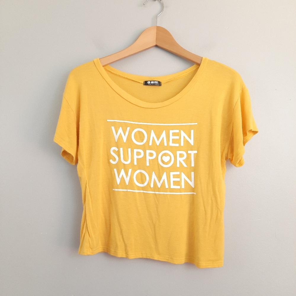 G Mini Women Support Women Yellow Crop Tee